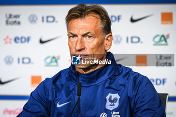 2024-02-22 - Herve RENARD of France during the press conference on February 22, 2024 prior to the UEFA Women's Nations League 2024, Semi-finals football match between France and Germany on February 23, 2024 at Groupama stadium in Decines-Charpieu near Lyon, France - FOOTBALL - WOMEN'S NATIONS LEAGUE - FRANCE V GERMANY - TRAINING AND PRESS CONFERENCE - UEFA NATIONS LEAGUE - SOCCER