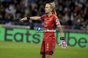 2024-02-23 - Germany goalkeeper Merle Frohms during the UEFA Women's Nations League, Semi-final football match between France and Germany on February 23, 2024 at Groupama Stadium in Decines-Charpieu near Lyon, France - FOOTBALL - WOMEN'S NATIONS LEAGUE - FRANCE V GERMANY - UEFA NATIONS LEAGUE - SOCCER
