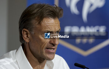 2024-02-24 - Coach of France Herve Renard during the post-match press conference following the UEFA Women's Nations League, Semi-final football match between France and Germany on February 23, 2024 at Groupama Stadium in Decines-Charpieu near Lyon, France - FOOTBALL - WOMEN'S NATIONS LEAGUE - FRANCE V GERMANY - UEFA NATIONS LEAGUE - SOCCER