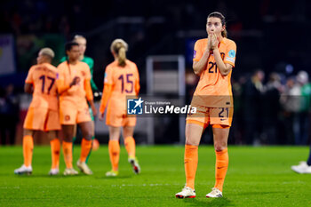 2024-02-28 - Damaris Egurrola of the Netherlands looks dejected after defeat during the UEFA Women's Nations League, third place football match between Netherlands and Germany on February 28, 2024 at Abe Lenstra Stadion in Heerenveen, Netherlands - FOOTBALL - WOMEN'S NATIONS LEAGUE - 3RD PLACE - NETHERLANDS V GERMANY - UEFA NATIONS LEAGUE - SOCCER