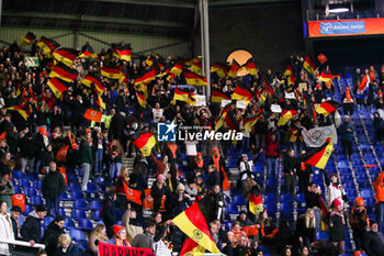 2024-02-28 - Germany Fans, Supporters celebrating victory and waving with flags during the UEFA Women's Nations League, third place football match between Netherlands and Germany on February 28, 2024 at Abe Lenstra Stadion in Heerenveen, Netherlands - FOOTBALL - WOMEN'S NATIONS LEAGUE - 3RD PLACE - NETHERLANDS V GERMANY - UEFA NATIONS LEAGUE - SOCCER