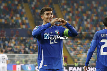 2024-10-14 - Giovani Di Lorenzo of Italy celebrates after scoring second goal  during Italy vs Israel, matchday 4 of League A of Uefa Nations League 2025, game at Bluenergy stadium - stadio Friuli in Udine (UD), Italy, on October 14, 2024. - ITALY VS ISRAEL - UEFA NATIONS LEAGUE - SOCCER