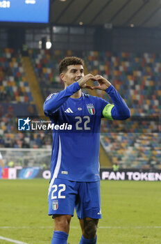 2024-10-14 - Giovani Di Lorenzo of Italy celebrates after scoring second goal  during Italy vs Israel, matchday 4 of League A of Uefa Nations League 2025, game at Bluenergy stadium - stadio Friuli in Udine (UD), Italy, on October 14, 2024. - ITALY VS ISRAEL - UEFA NATIONS LEAGUE - SOCCER