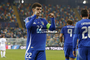 2024-10-14 - Giovani Di Lorenzo of Italy celebrates after scoring second goal  during Italy vs Israel, matchday 4 of League A of Uefa Nations League 2025, game at Bluenergy stadium - stadio Friuli in Udine (UD), Italy, on October 14, 2024. - ITALY VS ISRAEL - UEFA NATIONS LEAGUE - SOCCER