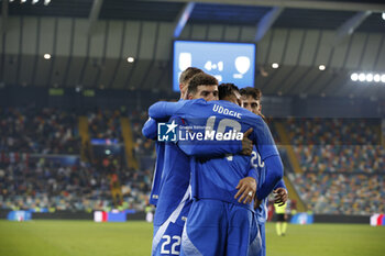 2024-10-14 - Giovani Di Lorenzo of Italy celebrates after scoring second goal  during Italy vs Israel, matchday 4 of League A of Uefa Nations League 2025, game at Bluenergy stadium - stadio Friuli in Udine (UD), Italy, on October 14, 2024. - ITALY VS ISRAEL - UEFA NATIONS LEAGUE - SOCCER