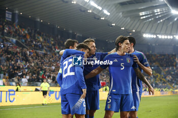 2024-10-14 - Giovani Di Lorenzo of Italy celebrates after scoring second goal  during Italy vs Israel, matchday 4 of League A of Uefa Nations League 2025, game at Bluenergy stadium - stadio Friuli in Udine (UD), Italy, on October 14, 2024. - ITALY VS ISRAEL - UEFA NATIONS LEAGUE - SOCCER