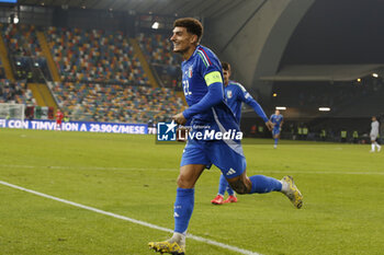 2024-10-14 - Giovani Di Lorenzo of Italy celebrates after scoring second goal  during Italy vs Israel, matchday 4 of League A of Uefa Nations League 2025, game at Bluenergy stadium - stadio Friuli in Udine (UD), Italy, on October 14, 2024. - ITALY VS ISRAEL - UEFA NATIONS LEAGUE - SOCCER