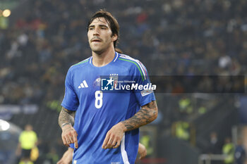 2024-10-14 - Sandro Tonali of Italy during Italy vs Israel, matchday 4 of League A of Uefa Nations League 2025, game at Bluenergy stadium - stadio Friuli in Udine (UD), Italy, on October 14, 2024. - ITALY VS ISRAEL - UEFA NATIONS LEAGUE - SOCCER