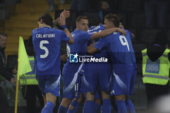 2024-10-14 - Giovani Di Lorenzo of Italy celebrates after scoring during Italy vs Israel, matchday 4 of League A of Uefa Nations League 2025, game at Bluenergy stadium - stadio Friuli in Udine (UD), Italy, on October 14, 2024. - ITALY VS ISRAEL - UEFA NATIONS LEAGUE - SOCCER