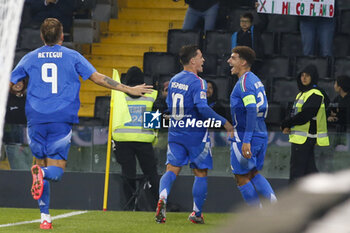 2024-10-14 - Giovani Di Lorenzo of Italy celebrates after scoring during Italy vs Israel, matchday 4 of League A of Uefa Nations League 2025, game at Bluenergy stadium - stadio Friuli in Udine (UD), Italy, on October 14, 2024. - ITALY VS ISRAEL - UEFA NATIONS LEAGUE - SOCCER