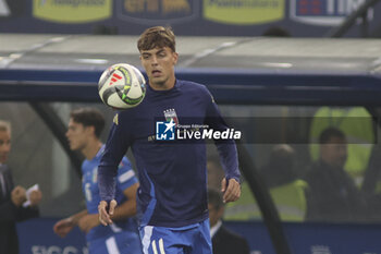 2024-10-14 - Daniel Maldini of Italy play the ball during Italy vs Israel, matchday 4 of League A of Uefa Nations League 2025, game at Bluenergy stadium - stadio Friuli in Udine (UD), Italy, on October 14, 2024. - ITALY VS ISRAEL - UEFA NATIONS LEAGUE - SOCCER