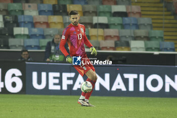 2024-10-14 - Guglielmo Vicario of Italy play the ball during Italy vs Israel, matchday 4 of League A of Uefa Nations League 2025, game at Bluenergy stadium - stadio Friuli in Udine (UD), Italy, on October 14, 2024. - ITALY VS ISRAEL - UEFA NATIONS LEAGUE - SOCCER