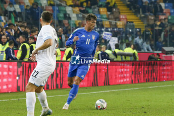 2024-10-14 - Daniel Maldini of Italy play the ball during Italy vs Israel, matchday 4 of League A of Uefa Nations League 2025, game at Bluenergy stadium - stadio Friuli in Udine (UD), Italy, on October 14, 2024. - ITALY VS ISRAEL - UEFA NATIONS LEAGUE - SOCCER