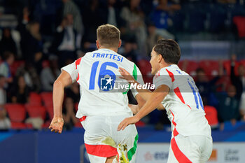 2024-09-06 - Davide Frattesi of Italy celebrates after scoring a goal with Giacomo Raspadori of Italy - FRANCE VS ITALY - UEFA NATIONS LEAGUE - SOCCER