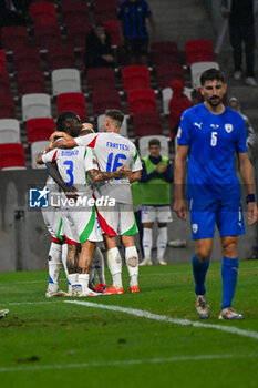 2024-09-09 - Happiness of Moise Kean (Italy) after scores a goal during the UEFA Nations League match between Italy vs. Israele on 9th September 2024 at the Bozsik Arena stadium in Budapest, Hungary - ISRAEL VS ITALY - UEFA NATIONS LEAGUE - SOCCER