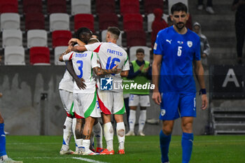 2024-09-09 - Happiness of Moise Kean (Italy) after scores a goal during the UEFA Nations League match between Italy vs. Israele on 9th September 2024 at the Bozsik Arena stadium in Budapest, Hungary - ISRAEL VS ITALY - UEFA NATIONS LEAGUE - SOCCER