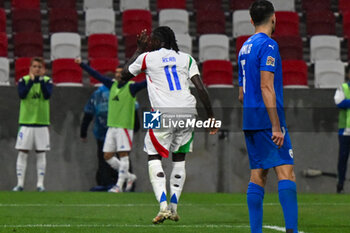 2024-09-09 - Happiness of Moise Kean (Italy) after scores a goal during the UEFA Nations League match between Italy vs. Israele on 9th September 2024 at the Bozsik Arena stadium in Budapest, Hungary - ISRAEL VS ITALY - UEFA NATIONS LEAGUE - SOCCER