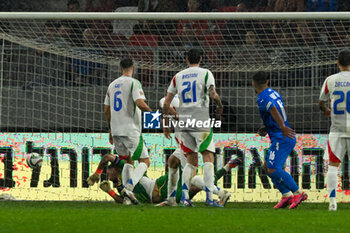 2024-09-09 - Mohammad Abu Fani (Israel) scores a goal during the UEFA Nations League match between Italy vs. Israele on 9th September 2024 at the Bozsik Arena stadium in Budapest, Hungary - ISRAEL VS ITALY - UEFA NATIONS LEAGUE - SOCCER