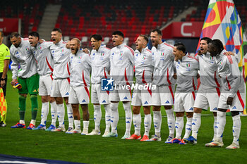 2024-09-09 - Italy line up for the Italian's anthem during the UEFA Nations League match between Italy vs. Israele on 9th September 2024 at the Bozsik Arena stadium in Budapest, Hungary - ISRAEL VS ITALY - UEFA NATIONS LEAGUE - SOCCER