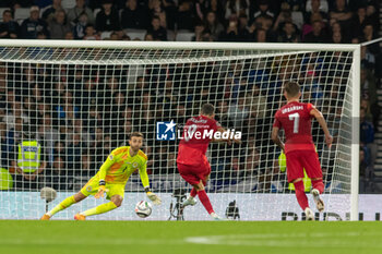 2024-09-05 - GOAL! 2-1 Robert Lewandowski of Poland gives his side the lead on the stroke of half time during the UEFA Nations League match between Scotland and Poland. The National Stadium, Hampden Park, Glasgow, Scotland. 05/09/2024. Photo Colin Poultney /ProSportsImages / DPPI - FOOTBALL - UEFA NATIONS LEAGUE - SCOTLAND V POLAND - UEFA NATIONS LEAGUE - SOCCER