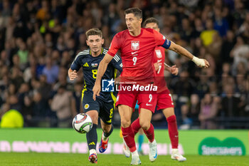 2024-09-05 - Poland Captain Robert Lewandowski during the UEFA Nations League match between Scotland and Poland. The National Stadium, Hampden Park, Glasgow, Scotland. 05/09/2024. Photo Colin Poultney /ProSportsImages / DPPI - FOOTBALL - UEFA NATIONS LEAGUE - SCOTLAND V POLAND - UEFA NATIONS LEAGUE - SOCCER