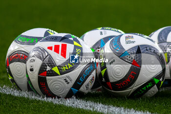 2024-09-05 - The New Adidas Nations League Matchball during the UEFA Nations League match between Scotland and Poland. The National Stadium, Hampden Park, Glasgow, Scotland. 05/09/2024. Photo Colin Poultney /ProSportsImages / DPPI - FOOTBALL - UEFA NATIONS LEAGUE - SCOTLAND V POLAND - UEFA NATIONS LEAGUE - SOCCER