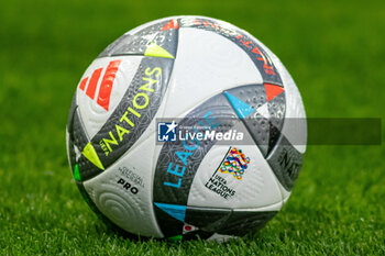 2024-09-05 - The New Adidas Nations League Matchball during the UEFA Nations League match between Scotland and Poland. The National Stadium, Hampden Park, Glasgow, Scotland. 05/09/2024. Photo Colin Poultney /ProSportsImages / DPPI - FOOTBALL - UEFA NATIONS LEAGUE - SCOTLAND V POLAND - UEFA NATIONS LEAGUE - SOCCER