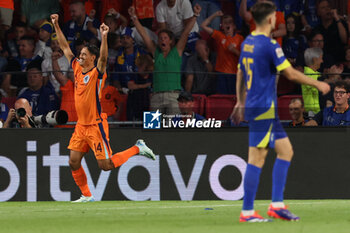 2024-09-07 - Tijjani Reijnders of Netherlands celebrates his goa during the UEFA Nations League match between Netherlands and Bosnia & Herzegovina at Philips Stadion on September 7, 2024 in Eindhoven, Netherlands - FOOTBALL - NATIONS LEAGUE - NETHERLANDS V BOSNIA - UEFA NATIONS LEAGUE - SOCCER