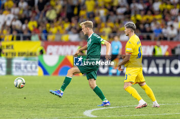 2024-09-09 - Valentin Mihaila of Romania fighting for the ball with Justas Lasickas of Lithuania during the UEFA Nations League, Group stage, League C, Group C2, football match between Romania and Lithuania on 9 September 2024 at Stadionul Steaua in Bucharest, Romania - FOOTBALL - UEFA NATIONS LEAGUE - ROMANIA V LITHUANIA - UEFA NATIONS LEAGUE - SOCCER