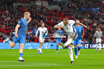 2024-09-10 - Harry Kane (9) of England shoots towards the goal during the UEFA Nations League match between England and Finland at Wembley Stadium, London, England on 10 September 2024. Photo Nigel Keene/ProSportsImages / DPPI - FOOTBALL - NATIONS LEAGUE - ENGLAND V FINLAND - UEFA NATIONS LEAGUE - SOCCER