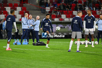 2024-10-10 - France team during warm up during the UEFA Nations League match between Israel vs. France on 10th October 2024 at the Bozsik Arena stadium in Budapest, Hungary during warm up - ISRAEL VS FRANCE - UEFA NATIONS LEAGUE - SOCCER