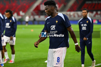 2024-10-10 - Aurelien Djani Tchouameni (France) portrait during warm up during the UEFA Nations League match between Israel vs. France on 10th October 2024 at the Bozsik Arena stadium in Budapest, Hungary - ISRAEL VS FRANCE - UEFA NATIONS LEAGUE - SOCCER