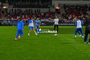 2024-10-10 - Israel team during warm up during the UEFA Nations League match between Israel vs. France on 10th October 2024 at the Bozsik Arena stadium in Budapest, Hungary - ISRAEL VS FRANCE - UEFA NATIONS LEAGUE - SOCCER