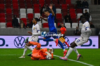 2024-10-10 - Omri Glazer (Israel) saves the ball during the UEFA Nations League match between Israel vs. France on 10th October 2024 at the Bozsik Arena stadium in Budapest, Hungary - ISRAEL VS FRANCE - UEFA NATIONS LEAGUE - SOCCER