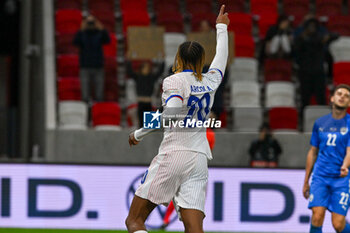 2024-10-10 - Happiness of Bradley Barcola (France) during the UEFA Nations League match between Israel vs. France on 10th October 2024 at the Bozsik Arena stadium in Budapest, Hungary - ISRAEL VS FRANCE - UEFA NATIONS LEAGUE - SOCCER