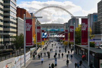 2024-10-10 - General view along Wembley Way looking towards the stadium ahead of the UEFA Nations League, League B, Group B2 football match between England and Greece on 10 October 2024 at Wembley Stadium in London, England - FOOTBALL - UEFA NATIONS LEAGUE - ENGLAND V GREECE - UEFA NATIONS LEAGUE - SOCCER