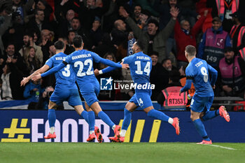 2024-10-10 - Vangelis Pavlidis (14) of Greece celebrates scoring the opening goal 0-1 during the UEFA Nations League, League B, Group B2 football match between England and Greece on 10 October 2024 at Wembley Stadium in London, England - FOOTBALL - UEFA NATIONS LEAGUE - ENGLAND V GREECE - UEFA NATIONS LEAGUE - SOCCER