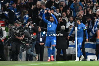 2024-10-10 - Vangelis Pavlidis (14) of Greece celebrates scoring the opening goal 0-1 during the UEFA Nations League, League B, Group B2 football match between England and Greece on 10 October 2024 at Wembley Stadium in London, England - FOOTBALL - UEFA NATIONS LEAGUE - ENGLAND V GREECE - UEFA NATIONS LEAGUE - SOCCER