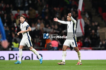 2024-10-10 - Jude Bellingham (8) of England celebrates scoring the equalising goal 1-1 during the UEFA Nations League, League B, Group B2 football match between England and Greece on 10 October 2024 at Wembley Stadium in London, England - FOOTBALL - UEFA NATIONS LEAGUE - ENGLAND V GREECE - UEFA NATIONS LEAGUE - SOCCER