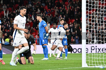 2024-10-10 - Jude Bellingham (8) of England celebrates scoring the equalising goal 1-1 during the UEFA Nations League, League B, Group B2 football match between England and Greece on 10 October 2024 at Wembley Stadium in London, England - FOOTBALL - UEFA NATIONS LEAGUE - ENGLAND V GREECE - UEFA NATIONS LEAGUE - SOCCER