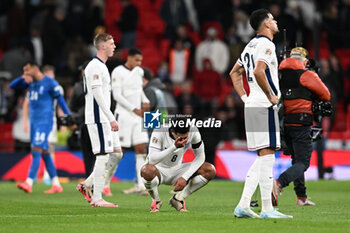 2024-10-10 - Jude Bellingham (8) of England looks dejected at full time after Greece won 1-2 during the UEFA Nations League, League B, Group B2 football match between England and Greece on 10 October 2024 at Wembley Stadium in London, England - FOOTBALL - UEFA NATIONS LEAGUE - ENGLAND V GREECE - UEFA NATIONS LEAGUE - SOCCER