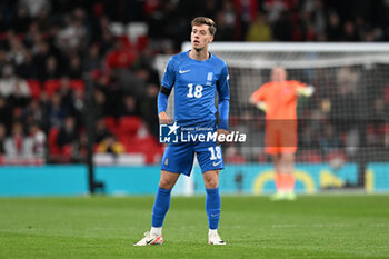 2024-10-10 - Giannis Konstantelias (18) of Greece during the UEFA Nations League, League B, Group B2 football match between England and Greece on 10 October 2024 at Wembley Stadium in London, England - FOOTBALL - UEFA NATIONS LEAGUE - ENGLAND V GREECE - UEFA NATIONS LEAGUE - SOCCER