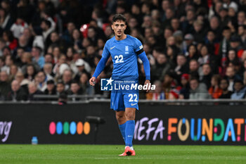 2024-10-10 - Dimitris Giannoulis (22) of Greece during the UEFA Nations League, League B, Group B2 football match between England and Greece on 10 October 2024 at Wembley Stadium in London, England - FOOTBALL - UEFA NATIONS LEAGUE - ENGLAND V GREECE - UEFA NATIONS LEAGUE - SOCCER