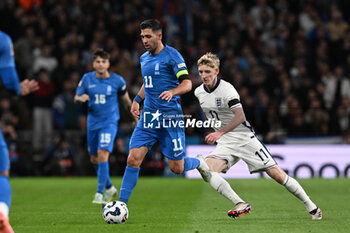 2024-10-10 - Tasos Bakasetas (11) of Greece during the UEFA Nations League, League B, Group B2 football match between England and Greece on 10 October 2024 at Wembley Stadium in London, England - FOOTBALL - UEFA NATIONS LEAGUE - ENGLAND V GREECE - UEFA NATIONS LEAGUE - SOCCER