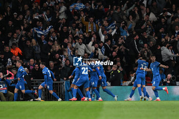 2024-10-10 - Vangelis Pavlidis (14) of Greece celebrates scoring the winning goal 1-2 during the UEFA Nations League, League B, Group B2 football match between England and Greece on 10 October 2024 at Wembley Stadium in London, England - FOOTBALL - UEFA NATIONS LEAGUE - ENGLAND V GREECE - UEFA NATIONS LEAGUE - SOCCER