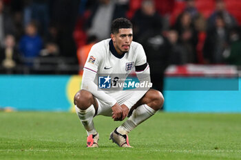 2024-10-10 - Jude Bellingham (8) of England looks dejected at full time after Greece won 1-2 during the UEFA Nations League, League B, Group B2 football match between England and Greece on 10 October 2024 at Wembley Stadium in London, England - FOOTBALL - UEFA NATIONS LEAGUE - ENGLAND V GREECE - UEFA NATIONS LEAGUE - SOCCER