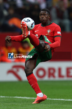 2024-10-12 - Nuno Mendes of Portugal during the UEFA Nations League, League A, Group A1 football match between Poland and Portugal on 12 October 2024 at PGE Narodowy in Warsaw, Poland - FOOTBALL - UEFA NATIONS LEAGUE - POLAND V PORTUGAL - UEFA NATIONS LEAGUE - SOCCER