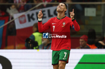 2024-10-12 - Cristiano Ronaldo of Portugal during the UEFA Nations League, League A, Group A1 football match between Poland and Portugal on 12 October 2024 at PGE Narodowy in Warsaw, Poland - FOOTBALL - UEFA NATIONS LEAGUE - POLAND V PORTUGAL - UEFA NATIONS LEAGUE - SOCCER