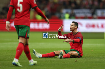 2024-10-12 - Cristiano Ronaldo of Portugal during the UEFA Nations League, League A, Group A1 football match between Poland and Portugal on 12 October 2024 at PGE Narodowy in Warsaw, Poland - FOOTBALL - UEFA NATIONS LEAGUE - POLAND V PORTUGAL - UEFA NATIONS LEAGUE - SOCCER