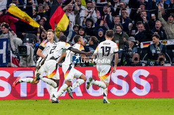 2024-10-14 - Jamie Leweling of Germany celebrates after his goal 1-0 during the UEFA Nations League, League A, Group 3 football match between Germany and Netherlands on October 14, 2024 at Allianz Arena in Munich, Germany - FOOTBALL - UEFA NATIONS LEAGUE - GERMANY V NETHERLANDS - UEFA NATIONS LEAGUE - SOCCER